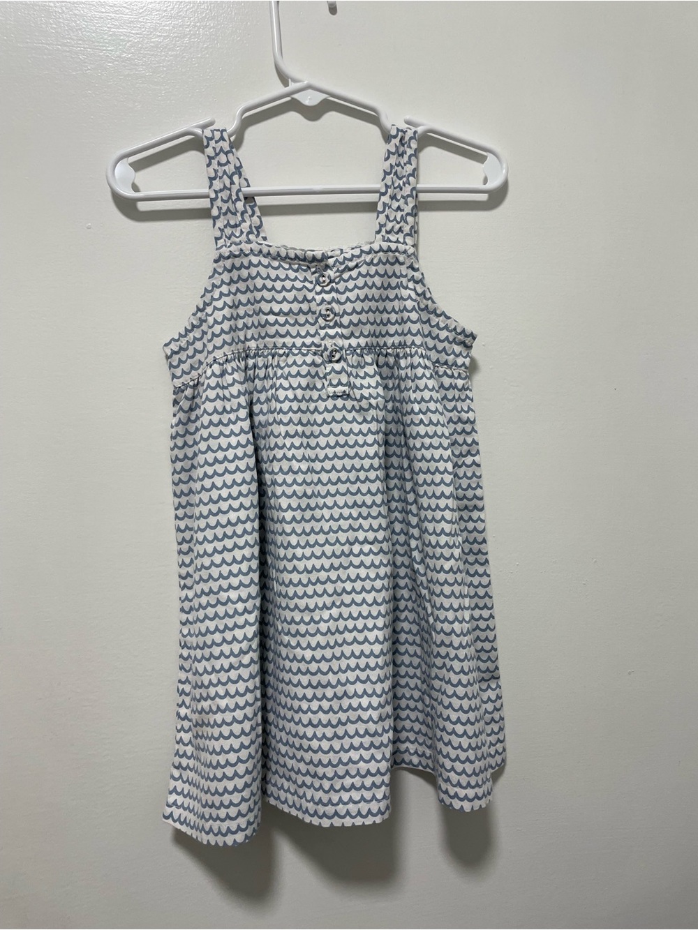 Petite Plume Baby Dress in Light Blue Wave Print